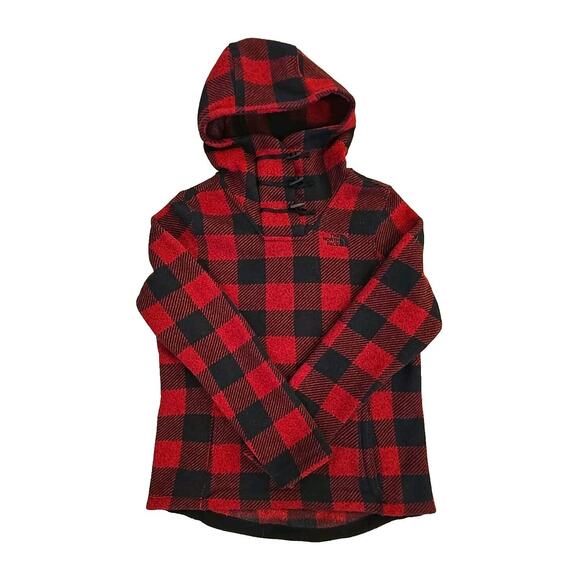 THE NORTH FACE Women's Crescent Hoody Pullover Buffalo Plaid Medium Red Black - Picture 2 of 12